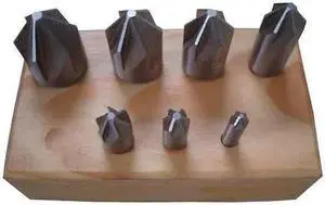 WESTWARD 21ML39 Countersink Set,7 PC,6 FL,82 Deg,HSS