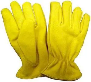 CONDOR 48WU07 Leather Drivers Gloves, Shirred Slip-On Cuff, Straight Thumb,