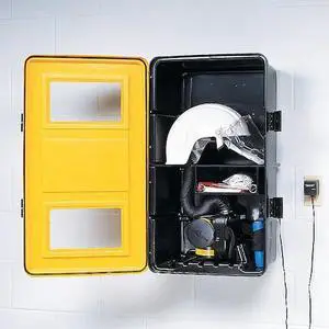 ALLEGRO INDUSTRIES 29369 Respirator Storage Cabinet,Black/Yellow