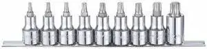 WESTWARD 54TN47 1/2" Drive Socket Bit Set, SAE, 9pcs