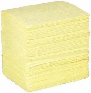 BRADY BPH200 Sorbent Pad, 34 gal, 15 in x 17 in, Harsh Chemicals, Yellow,