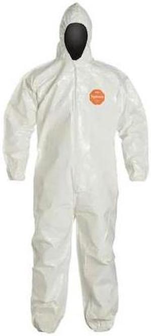 DUPONT SL127BWHXL001200 Hooded Chemical Resistant Coveralls, XL, 12 , White,