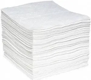 SPILLTECH WPL100H Sorbent Pad, 28 gal, 15 in x 19 in, Oil, White, Polypropylene