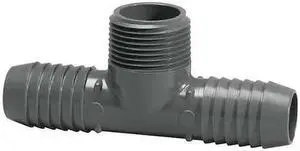 ZORO SELECT 1403010 PVC Male Adapter Tee, Insert x Insert x MNPT, 1 in Pipe Size