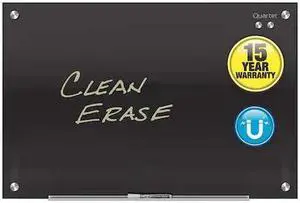 QUARTET G4836B 36"H x 48" W Magnetic Glass Dry Erase Board, Black, Gloss