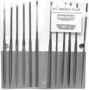 SIMONDS 83551500 Needle File Set,6-1/4in.L,Swiss,12 pcs.