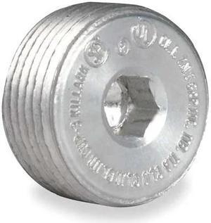 HUBBELL KILLARK CUP-4 Haz Loc Plug, 1-1/4 in, Threaded, Copper, Plain, Gray