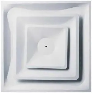 ZORO SELECT 4MJU3 8 in Square 2 Cone Ceiling Diffuser, White