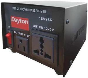 DAYTON 16V986 Step Up/Step Down Voltage Converter, 110V AC to 220V AC, 220V AC