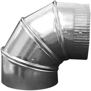 GREENSEAM GRAE1490GA26 Round 90 Degree Elbow, 14 in Duct Dia, Galvanized Steel,