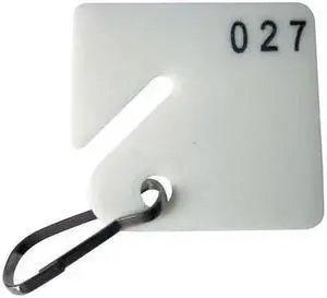 ZORO SELECT 33J888 Key Tag, White, Square-Slotted, Nickel Plated 100 PK