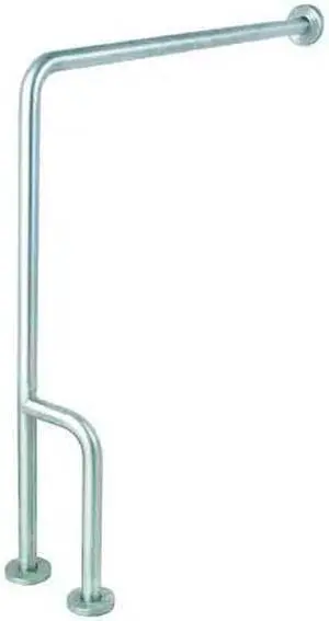 ZORO SELECT 4WMG8 Wall Mounted, Right Grab Bar Floor-to-Wall, 30" L, Stainless