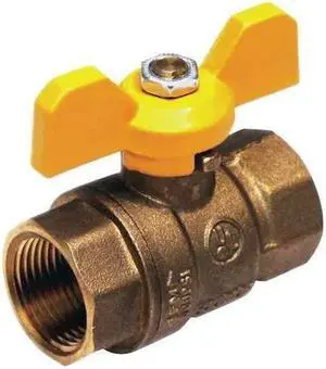 ZORO SELECT 1WMH1 3/4" FNPT Brass Ball Valve Inline