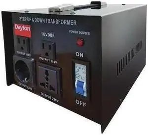 DAYTON 16V988 Step Up/Step Down Voltage Converter, 110V AC to 220V AC, 220V AC