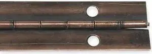 ZORO SELECT 1CCN3 Piano Hinge, Steel, Full Surface Mounting, 1 1/2 in Leaf W x