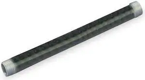 ZORO SELECT 587-360GR 1-1/2" MNPT x 3 ft. TBE Black Pipe Sch 40