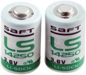 SAFT LS14250BA Lithium Battery, 1/2 AA 3.6V DC 2 PK