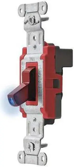 HUBBELL WIRING DEVICE-KELLEMS SNAP1221ILR Illuminated Wall Switch,1-Pole,20A,Red