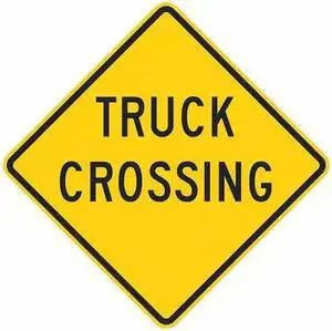 LYLE W11-10TC-24HA Truck Crossing Traffic Sign, 24 in H, 24 in W, Aluminum,