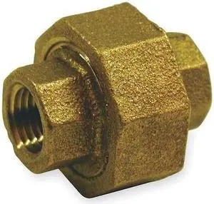 ZORO SELECT 1VFJ6 Red Brass Union, FNPT, 1/8" Pipe Size