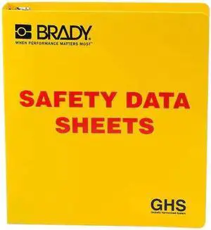 BRADY 121183 Binder,Right to Know Safety Data Sheet