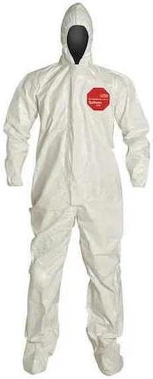 DUPONT SL122TWHMD000600 Chemical Resistant Coverall, Hooded, M, Tychem(R) 4000,