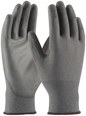 PIP 33-G115 Coated Gloves, Polyurethane, Smooth, Palm, 2 Abrasion Level, Gray,
