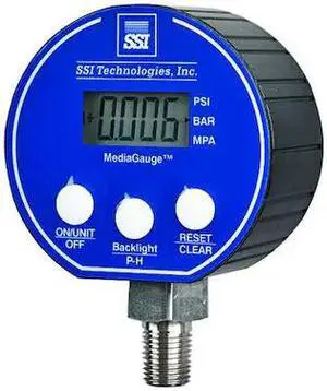 SSI MG-1000-A-9V-R Digital Test Pressure Gauge, 0 to 1000 psi, 3 in Dial, 1/4