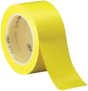 3M 471 Floor Marking Tape, vinyl, Solid, Yellow, 3 in W., 5.2 mil Thickness