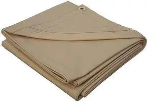 ZORO SELECT 5WTY1 Heavy Duty Tarp, 5 ft 6 in x 9 ft 6 in, 20 Mil, Tan, Vinyl