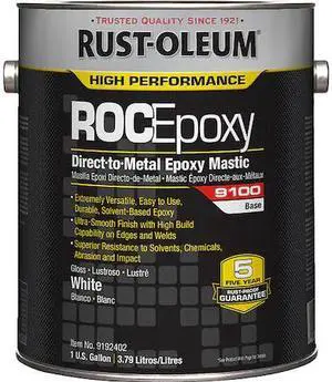 RUST-OLEUM 9192402 Epoxy Mastic Coating Base, White, Semi-Gloss, 1 gal, 125 to