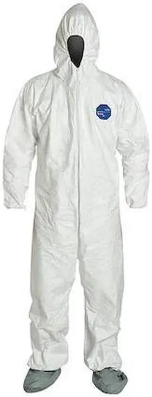 DUPONT TY122SWHMD0025VP Tyvek 400 Hooded Disposable Coverall, Attached