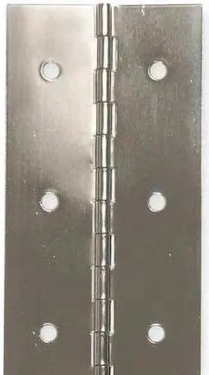 ZORO SELECT 4PB39 Piano Hinge, Stainless Steel, Full Surface Mounting, 1 in