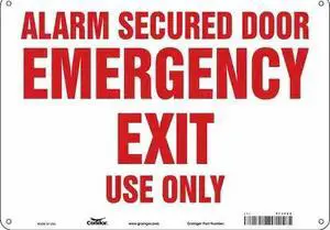 CONDOR 473F24 Exit Sign, Plastic, 14" W, 10" H, Alarm Secured Door Emergency