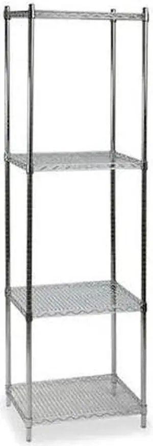 ZORO SELECT 2KPE2 Wire Shelving Unit, 24"D x 24"W x 85"H, 4 Shelves, Chrome