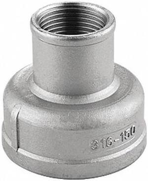 ZORO SELECT 40RC111N112034 1-1/2" x 3/4" FNPT 304 SS Reducing Coupling