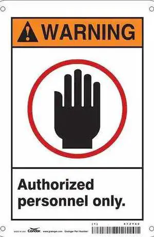 CONDOR 472Y40 Safety Sign, 10 in Height, 7 in Width, Aluminum, Horizontal