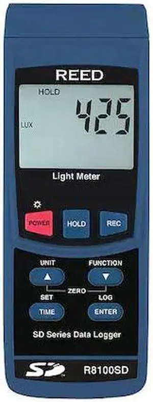 REED INSTRUMENTS R8100SD Light Meter,All Visible Light,LCD
