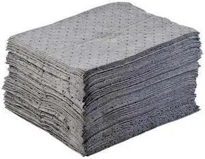 BRADY BPU500 Sorbent Pad, 17 gal, 15 in x 17 in, Universal, Gray, Polypropylene