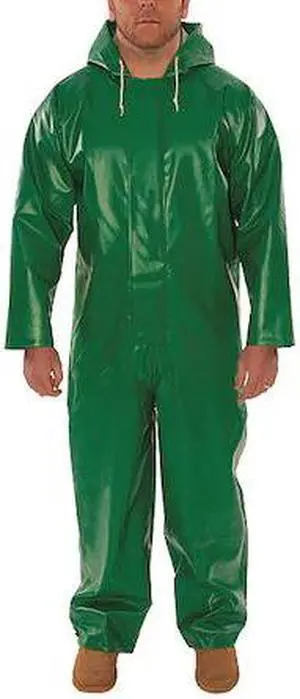 TINGLEY V41108 Flame Resistant Coverall Rain Suit, PVC, 17 mil Thick, Attached