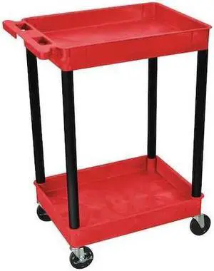 ZORO SELECT RDSTC11BK Flat Handle Utility Cart, Thermoplastic Resin