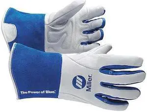 Miller Electric Welding Gloves, TIG, 12", S, PR White/Blue   263346