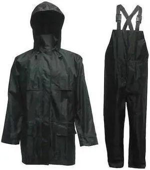 VIKING 2900BK-M 3-Piece Rainsuit with Detachable Hood, Polyester, PVC, 150 den