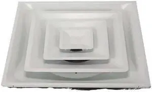 ZORO SELECT 4JRL3 6 to 12 in Square 3 Cone Ceiling Diffuser, White