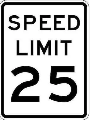 LYLE R2-1-25-18HA Traffic Sign,24 x 18In,BK/WHT,SP LIM 25