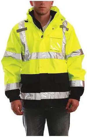 TINGLEY J24172 Icon Rain Jacket, Class 3, Type P, Ylw/Green, 3XL