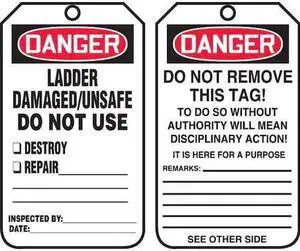 ACCUFORM MDT182PTP Tag, Danger, Plastic, 5 3/4 in H x 3 1/4 in W, White,