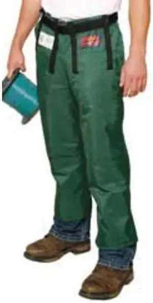 Chain Saw Chaps,  Nylon,  Green,  Size Universal,  Fits Waist Size 33 to 36"