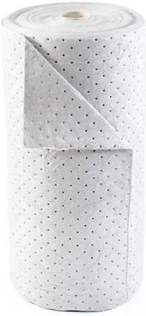 CONDOR 35ZR43 Absorbent Roll, Absorbs 33 gal. Oil-Based Liquids, ,White