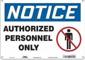 CONDOR 472T93 Safety Sign, 10 in Height, 14 in Width, Polyethylene, Horizontal